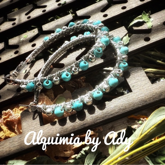 Alquimia Blue and Silver Dangle Earrings with Ornate Design - Picture 1 of 1